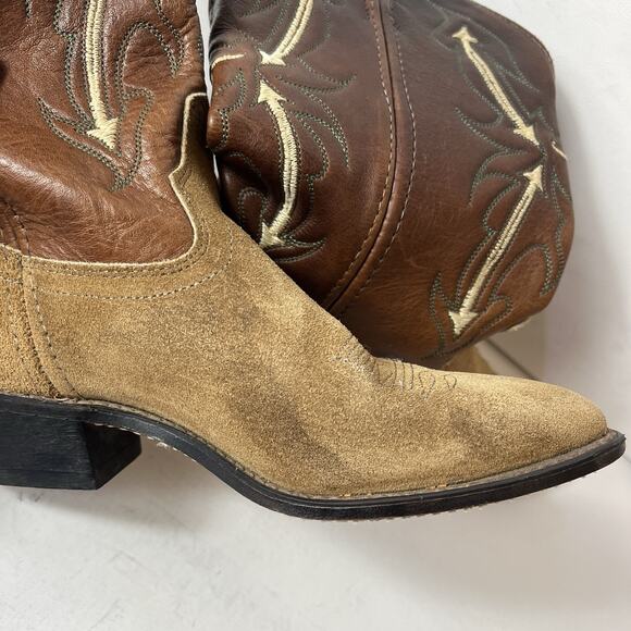 Laredo Women's Size 7 Tan/brown Suede/leather pointed toes cowboy western boots - Picture 9 of 11
